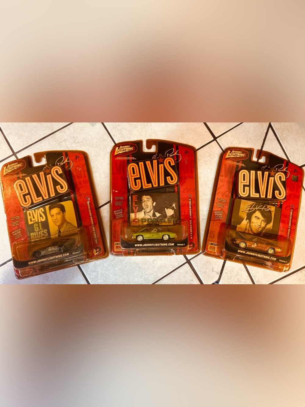 x3 Limited Edition Johnny Lightning Elvis Collectible Die-Cast Car Collection